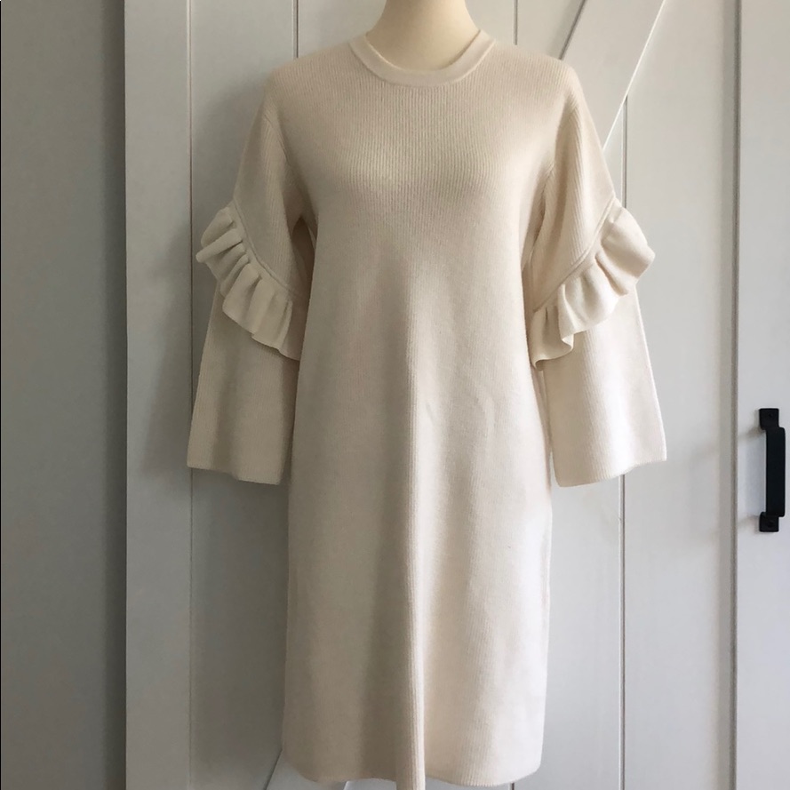 Tory Burch Cream Sweater Dress In Size Large